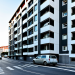 Condominium Exterior - Focus on Location & Security**

"Exterior view of a modern condominium complex in Lisbon, Portugal, located in a safe and accessible neighborhood with good public transportation, fully clothed pedestrians walking by, appropriate content, safe for work, excellent street lighting, security cameras visible, professional architecture photography, perfect anatomy, correct proportions, natural pose, family-friendly, modest"

**